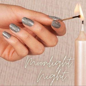 Color Street | Moonlight Night, cool steel shade with silver glitter nail strips